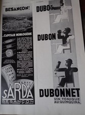 montre SARDA BESANCON + DUBONNET par CASSANDRE pub papier ILLUSTRATION 1933 col