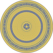 Nappe ronde jacquard coton tissé  2m30 Bastide jaune bleu - MCTISSUS - 370091381