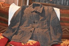 Vêtement ancien homme:veste de travail/paysan tissu moucheté gris"Pascal"