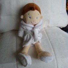 Doudou Bonhomme Poupée Mots d'enfants - Peignoir Blanc