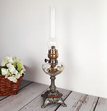 Lampe à huile vintage artisanal en régule & marbre Ehrich Graetz début XX siècle