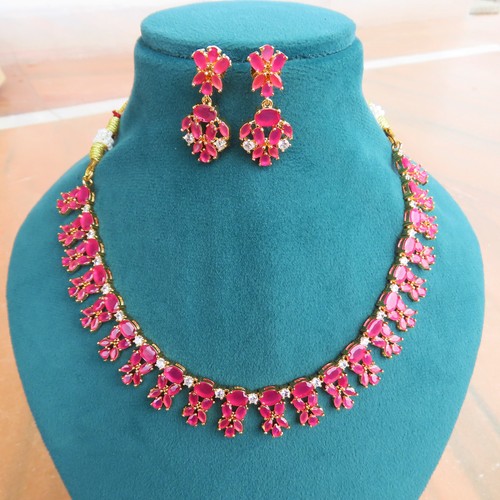 Parure collier plaqué cz - parure, or