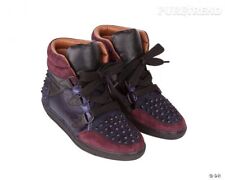 Baskets Sandro Albatorock 37 Cuir Daim Bleu Bordeaux Noir Clous