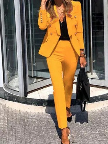 Tailleur femme jaune chic - tailleur,
