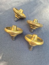 BEL ENSEMBLE DE 4 BOUTONS EN LAITON ANCIENS POUR MEUBLE, MALLE, PORTE, TIROIR...