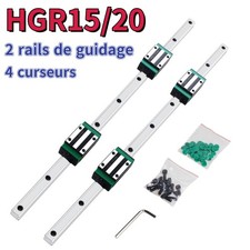 2x HGR20/15 rail de guidage linéaire +4x coulisseau HGH15CA HGH20CA 200~1500mm