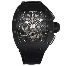 Richard Mille RM 011 Noir Fantôme PVD Céramique Carbone Montre Caoutchouc