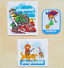 Lot de 3 sticker playmobil autocollant motard moto femme au parapluie igloo 80’s