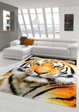 Tapis de design Tapis contemporain Tapis de salon Tiger Orange Cream Black