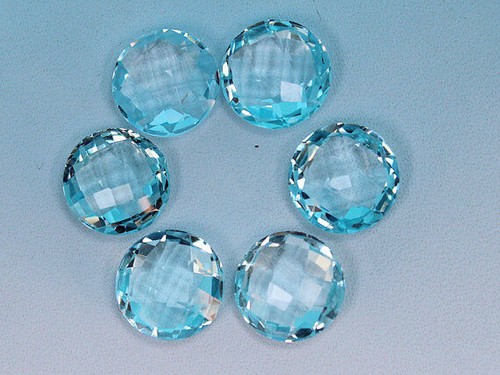 Topaze bleu rond briolite - bleu,