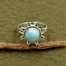 AAA+ Bleu Larimar Rond Pierre