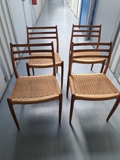 lot de 4 chaises scandinaves designer Niels Otto Moller en teck et cordes