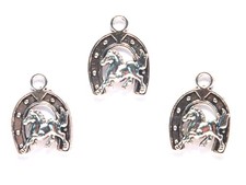 LOT 3 CHARMS/BRELOQUES  plaqué argent : fer à cheval 23*17mm (03)