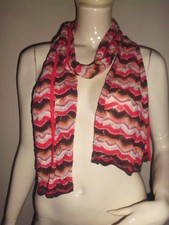 FINE LONGUE ECHARPE SAN MARTINO FEMME MOTIF SATINE GRIS TAUPE BORDEAUX 35*175 CM