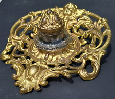 Ancien ENCRIER de bureau BRONZE Décor Napoléon III