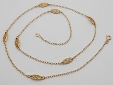 Bijou Collier Chaîne Filigranée Plaqué Or Jaune Vintage Jewelry Necklace #AE# G7