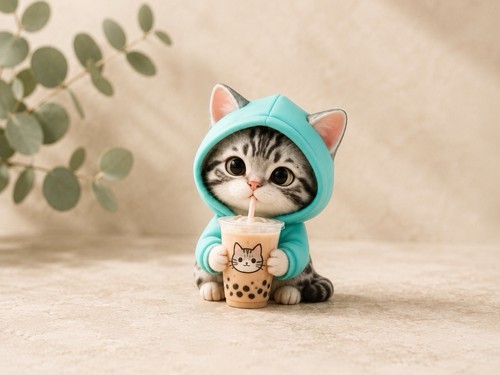Cute gray tabby cat boba - gray,