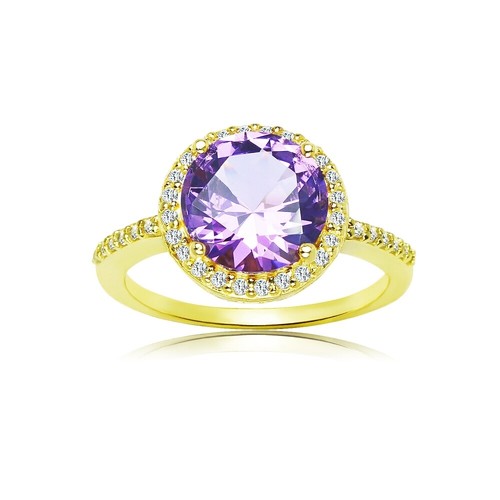 Bague halo rond améthyste - bague,