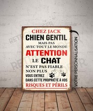 Plaque métal vintage chat