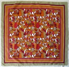 -Superbe Foulard P. DEQUIDT T.  polyester TBEG  vintage 77 x 79 cm