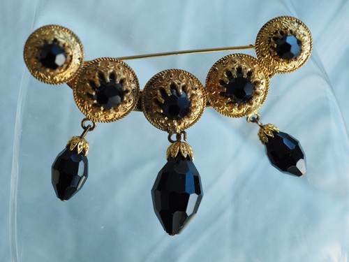 Broche vintage onyx jais - vintage, st