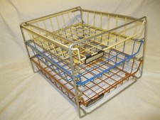 Vintage 70s Ancien CASIER TRIEUR de BUREAU en MÉTAL 3 ÉTAGES Rangement Papier A4