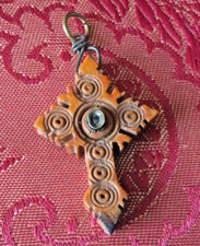 ANCIEN Croix à vue Souvenir /Andenken zu Trier 1891-Pendentif Os sculpté