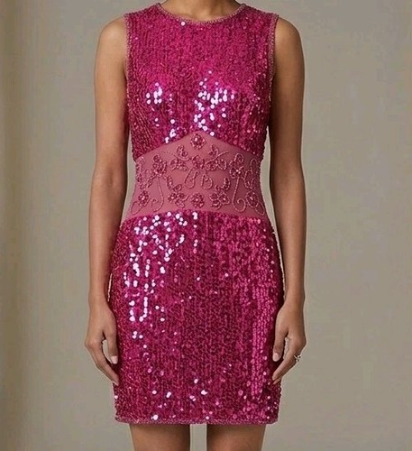 Fuchsia sequin silk cocktail - sequin,