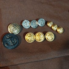 Lot Boutons bombés en métal  à l'ancre de marine 