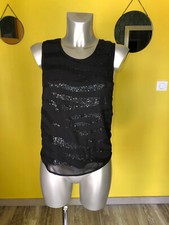 adorable tee shirt débardeur noir en sequins doublé THE KOOPLES taille S