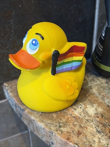Gay pride rainbow rubber - rubber, duck