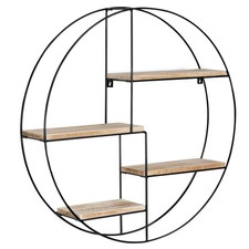 Etagère murale ronde LILY 4 niveaux bois et métal design industriel