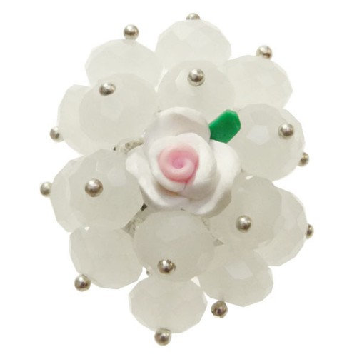 Bague cristal facettes - , blanche