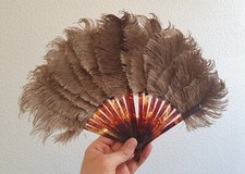 Ancien éventail Plumes d'autruche XIXème