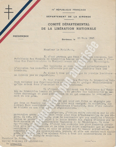 Lettre originale comité la - comité, de