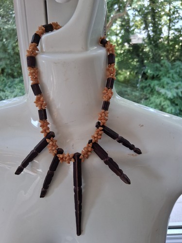 Collier vintage bois et - vintage,
