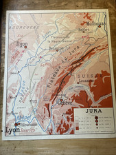Ancienne carte scolaire murale Rossignol Jura Massif Central France