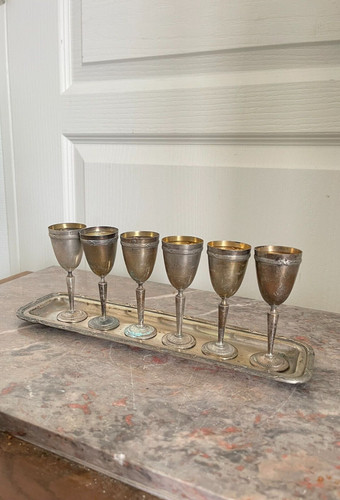 Ancien service liqueur métal - service,