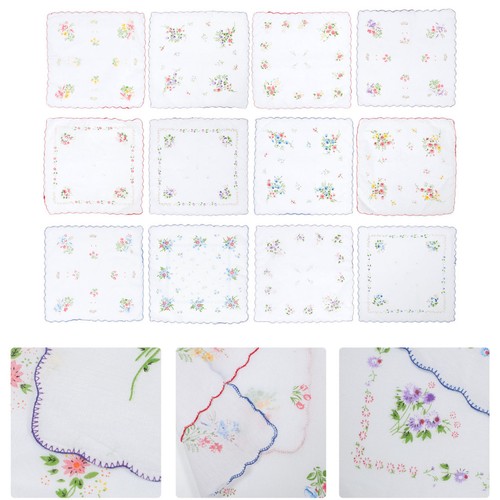 12 Pcs Mouchoir Mariage Coton
