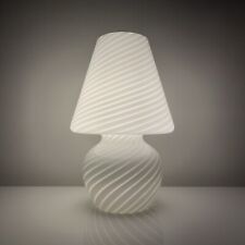 Lampe champignon Murano Italie vintage décor spirale blanc brillant style venini