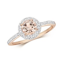 Bague Femme Or Rose 9 k/carat et Diamant 0.14 Carat avec Morganite