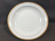 Ancien grand plat de service en céramique de Limoges avec liseré doré vintage