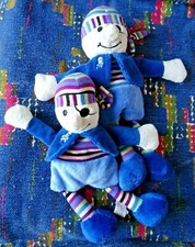 JB/ LOT DE 2 DOUDOU PELUCHE PIRATE VESTE BLEU  RAYE BEST PRICE LONDON 27 CM TBE