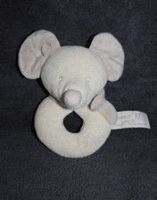 ? Doudou Hochet Souris TIAMO Blanc Cassé Ecru Crème Grelot Mouse 15 Cm TTBE