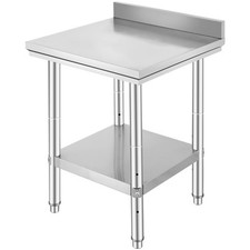 Table de Travail Inox 60x60x88cm Avec Dosseret Stable Certifié NSF Alimentaire