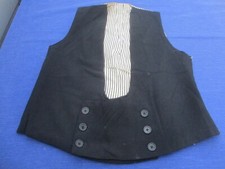 Petit gilet d'homme ancien drap de laine noir dos à rayures