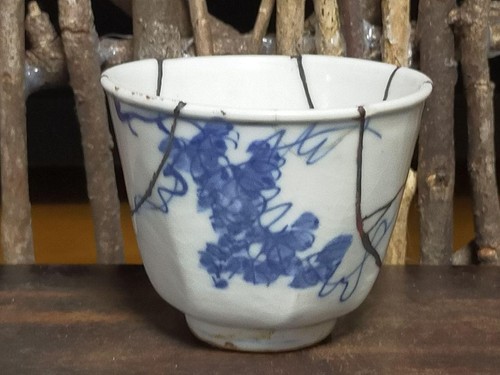 Tasse saké guinomi bleu et - tasse,
