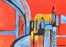 Superbe " Vue de Manhattan N°2 " signé Savarese élève d' Ambrogiani, Ferrari.