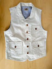 Bespoke Craftsman's vest in in cream cotton and linen fabric with corozo buttons