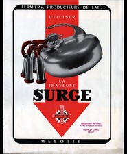 AULNAY-sous-BOIS (93) ECREMEUSES & MACHINES à TRAIRE "SURGE MELOTTE" CATALOGUE